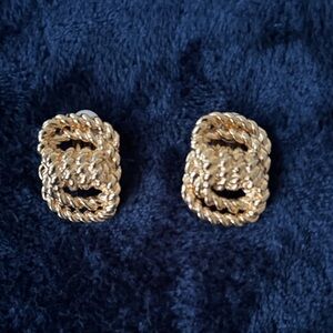 Vintage Gold Twisted Rope Earrings